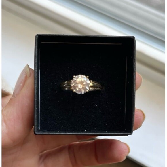 14K Solid Yellow Gold CZ 6 modern Classic Engagement Wedding Promise Ring 3.6 G - Picture 12 of 12